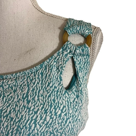 Time and Tru Bathing Suit Top Size Large Teal and White Swim Beach Summer - Picture 5 of 6